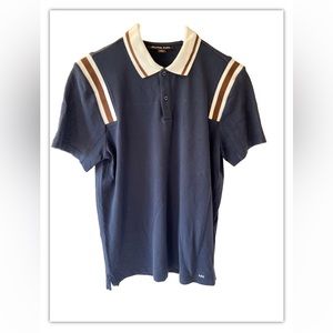 Michael Kors MK Blue Brown Men's Polo Shirt Small S Casual Logo